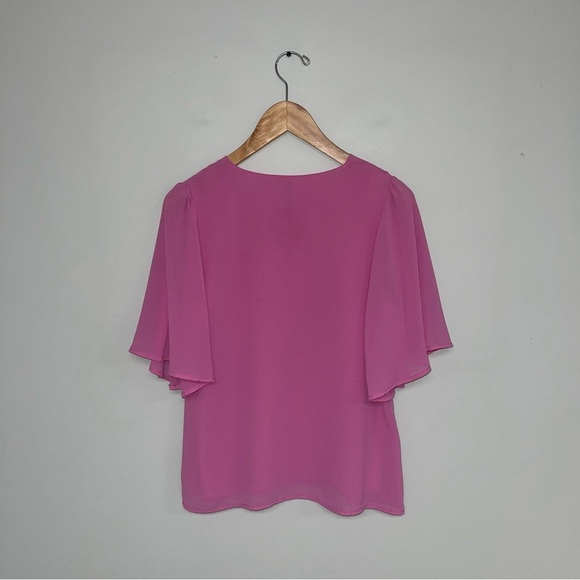 Jolie Blouse Women's Size Small‎ Pink Flare Short Sleeves Lined Barbie Bubblegum - Picture 5 of 7